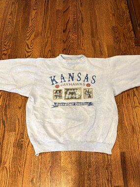 Vintage 90s Kansas Basketball Crewneck Sweatshirt Galt Sand Sz L - Free Shipping